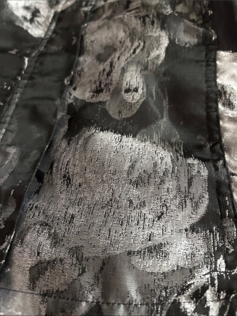 CJ Banks Black & Silver Abstract Spring Floral Zip-Front Moto Vest | Size 1X - Picture 3 of 13